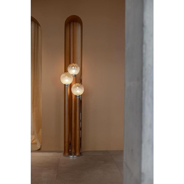 Vintage Italian lamp. Wood and chrome Murano glass shades. Mazzega style European Plug (up to 250V).The wiring of this...