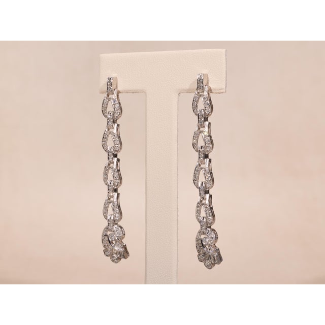 Early 20th Century The Daenerys: Antique Platinum & Diamond Dangler Earrings, 2 Pieces For Sale - Image 5 of 8