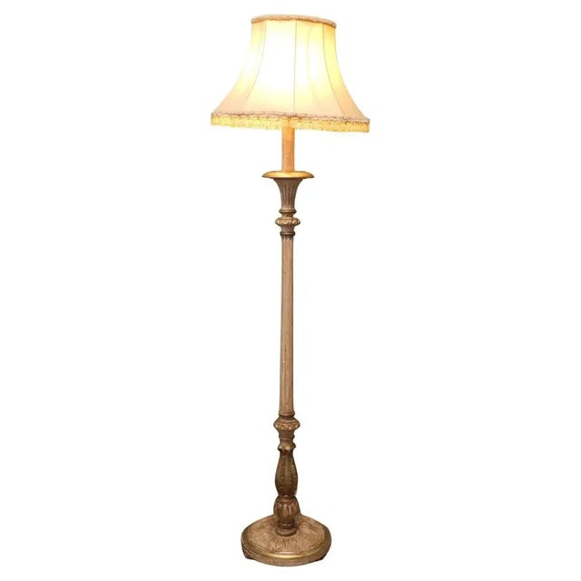 Louis Philippe Style Painted and Gilt Floor Lamp, 1910s For Sale - Image 9 of 9