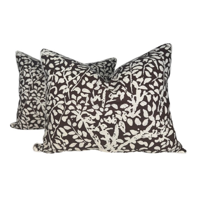 Quadrille China Seas "Arbre De Matisse Reverse" in Brown on Tint 16"x20" Pillows-a Pair For Sale