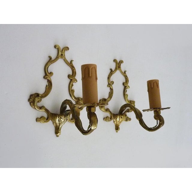 Vintage Bronze Wall Sconces, 1950s, Set of 2 For Sale - Image 3 of 11