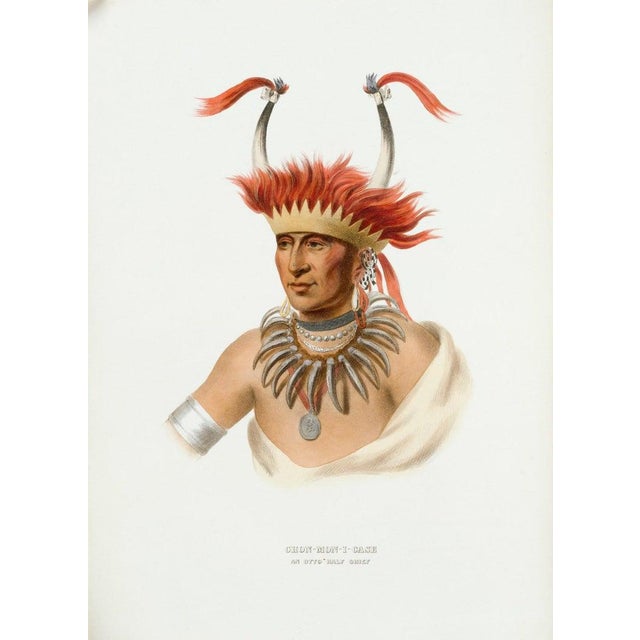Figurative Late 20th Century Portrait Lithograph of Ottoe Chief Chono Ca Pe After Lehman & Duval, Framed For Sale - Image 3 of 4