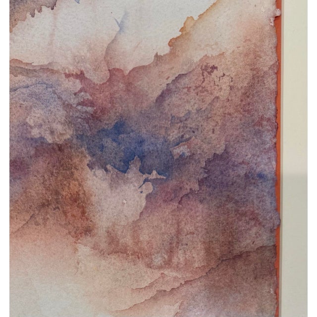 Mid-Century Modern Original Signed Abstract Watercolor on Float-Mounted Paper For Sale - Image 9 of 12