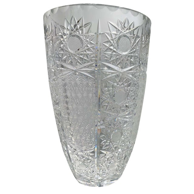 Vintage Polish Crystal Vase by Julia Glassworks, 1970s For Sale