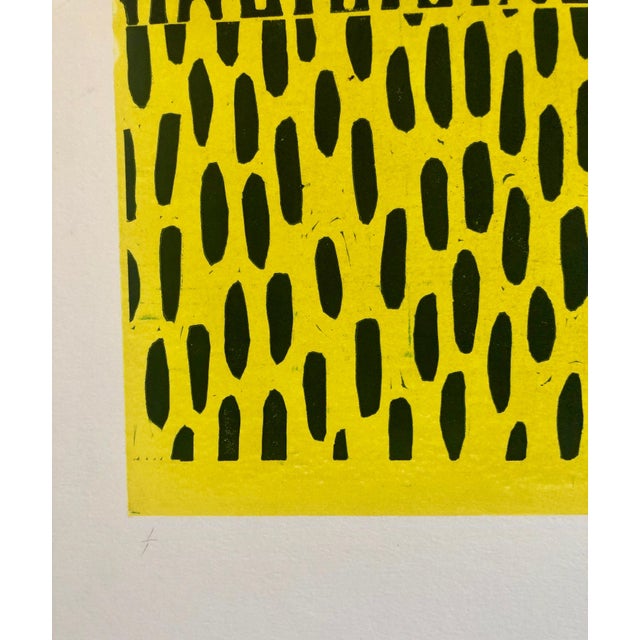 Abstract Expressionism Pierre Obando, Abstract Expressionist Modernist Yellow Blue Monoprint Monotype Painting Print, 1997 For Sale - Image 3 of 5