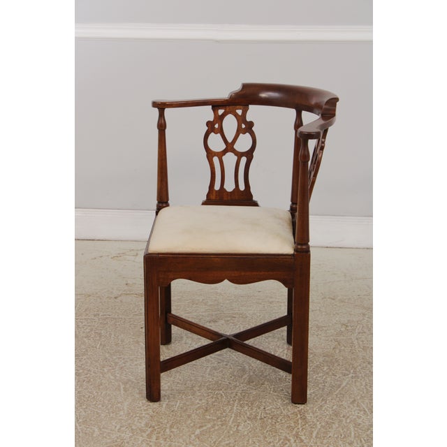 Chippendale Hickory Chair Company Chippendale Mahogany Corner Chair For Sale - Image 3 of 15