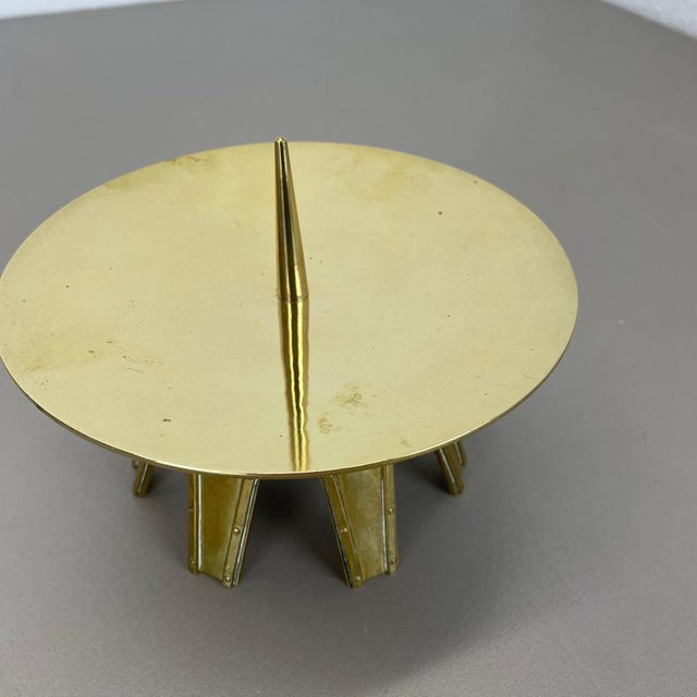 Modernist Brutalist Sculptural Brass Candleholder in the style of Auböck, Austria, 1950s For Sale - Image 6 of 18