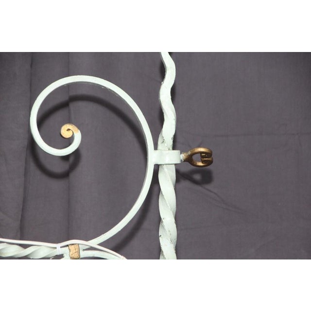 Aqua Wrought Iron Floor Lamp attributed to Gilbert Poillerat, France, 1950s For Sale - Image 8 of 18