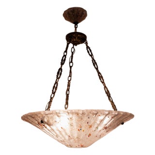 Vintage Italian Art Glass Bronze Ceiling Chandelier For Sale