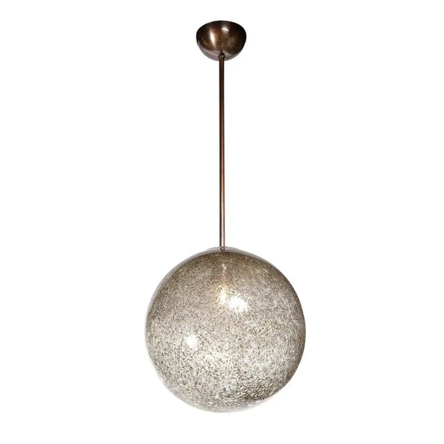 Modernist Handblown Murano Pendants with Oil Rubbed Bronze Fittings - Set of 3 For Sale - Image 11 of 13