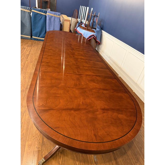Brown Traditional Oval Mahogany Double Pedestal Dining Table by Leighton Hall - Showroom Sample For Sale - Image 8 of 14