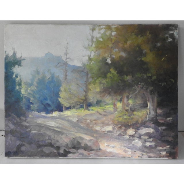 Mid 20th Century Vintage Mid Century Impressionist Muir Wood Landscape Painting For Sale - Image 5 of 5