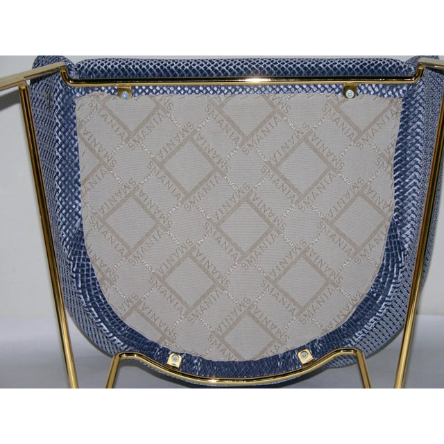 Smania Smania Italian Modern Prototype Brass and Azur Blue Living Room Armchair - in Showroom For Sale - Image 4 of 9