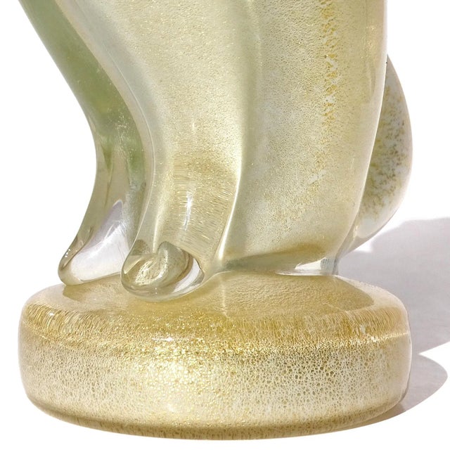 White Vintage Murano Barbini White Gold Flecks Black Accents Italian Art Glass Kitty Cat Figurine Sculpture For Sale - Image 8 of 10