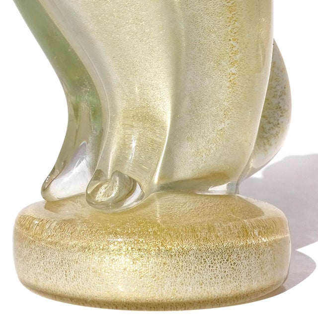 White Vintage Murano Barbini White Gold Flecks Black Accents Italian Art Glass Kitty Cat Sculpture Figurine For Sale - Image 8 of 10