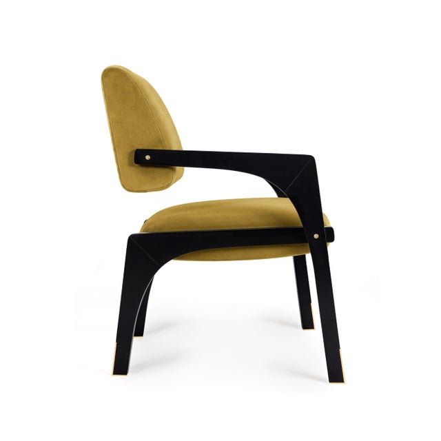 Black Arches Dining Chair in Mustard Cotton Velvet from Insidherland For Sale - Image 8 of 8