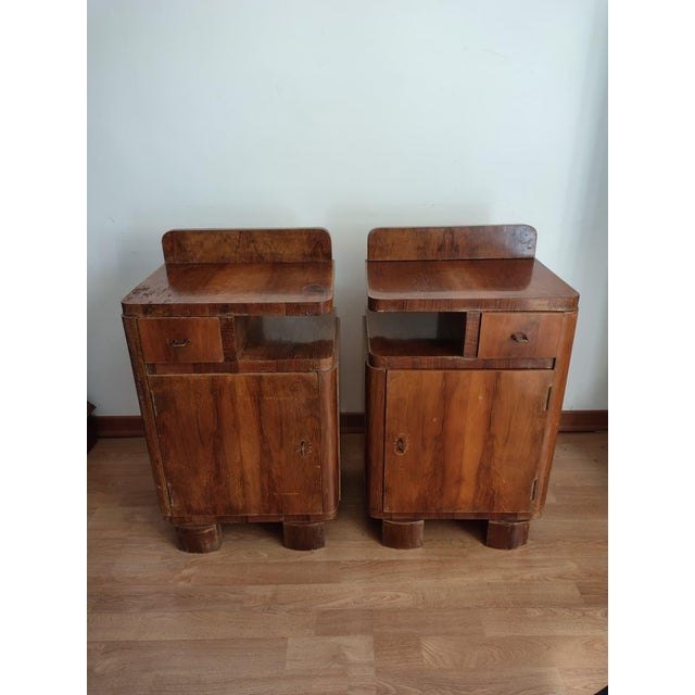 1920s Art Deco Burl Bedside Tables, 1930, Set of 2 For Sale - Image 5 of 15