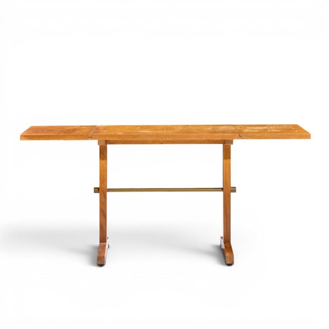 Robsjohn Gibbings for Widdicomb Mid Century Bleached Mahogany Dropside Console Table This table measures: 35.75 wide x 17...