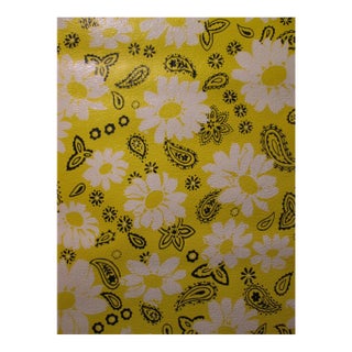 United DeSoto Yellow Daisy Paisley 1970s Vintage Wallcovering For Sale