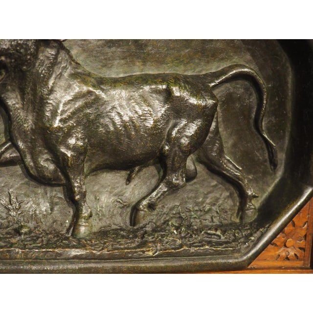 Circa 1860 French Walnut and Bronze Bull Plaques, by Christopher Fratin For Sale - Image 12 of 18