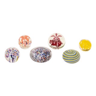 Collection of Six French, Scottish, and Murano Glass Paperweights For Sale