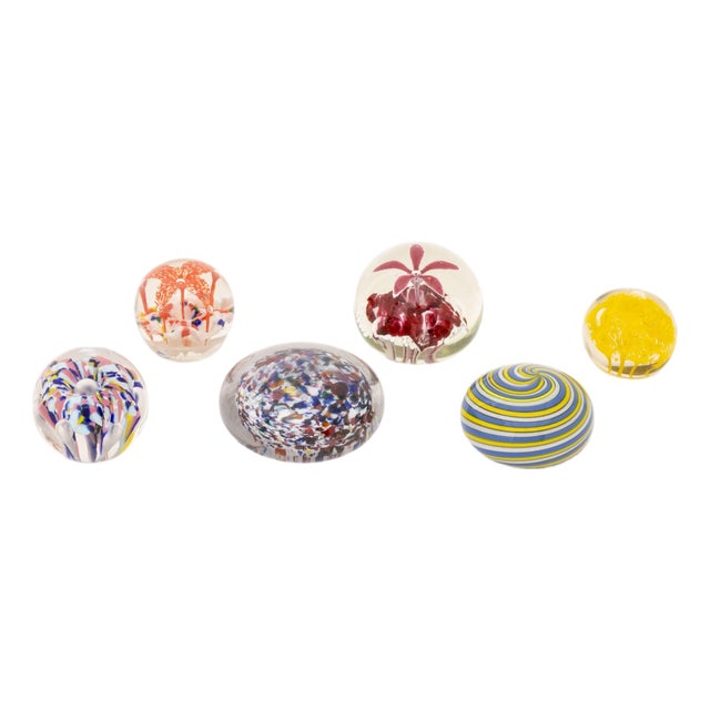 Collection of Six French, Scottish, and Murano Glass Paperweights For Sale