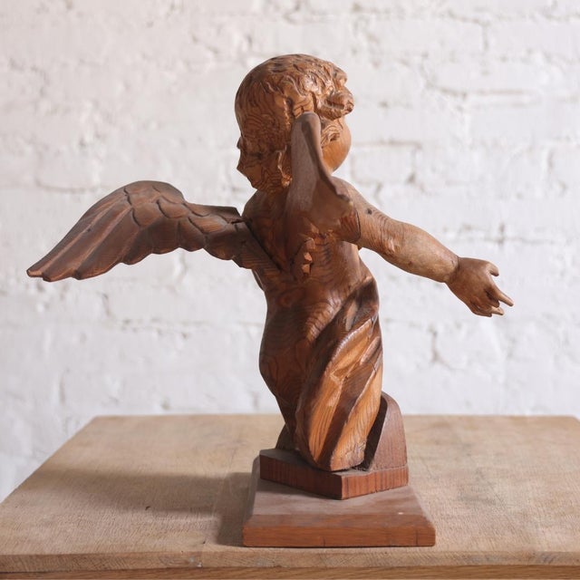 19th Century 19th Century Belgian Carved Oak Cherub Statue For Sale - Image 5 of 5