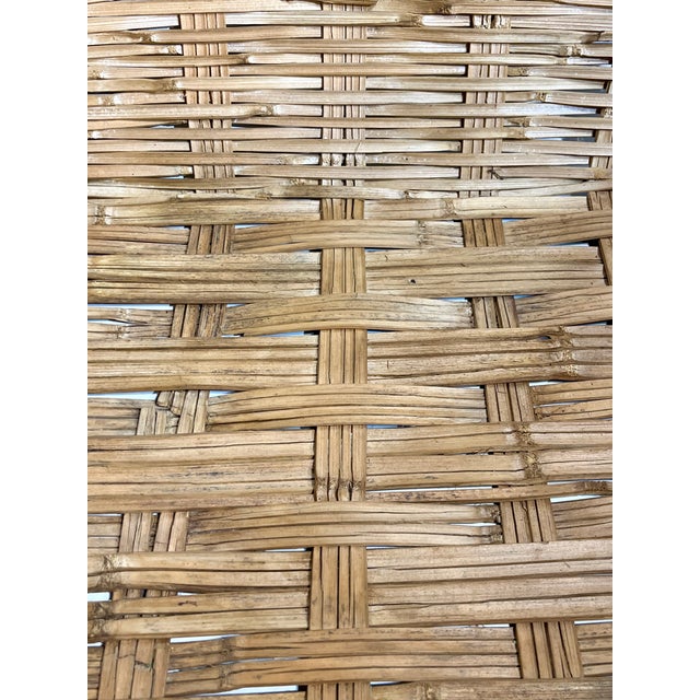 Large Vintage French Country Split Bamboo Storage Basket 32” Width For Sale - Image 16 of 18