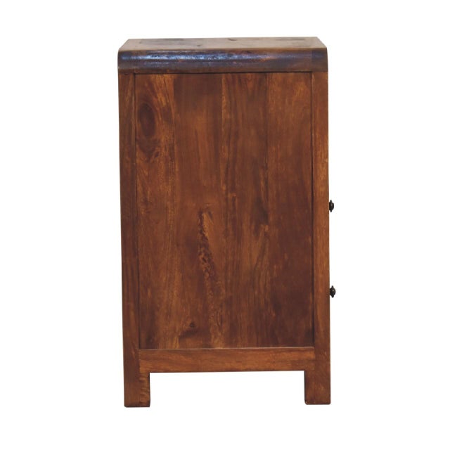 Chestnut-Finish Mango Wood Curved Nightstand For Sale - Image 4 of 8