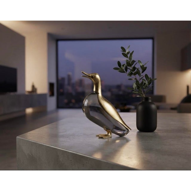 Vintage Mid Century Modern Brass and Glass Duck Luca Bojola for Licio Zanetti For Sale - Image 12 of 12
