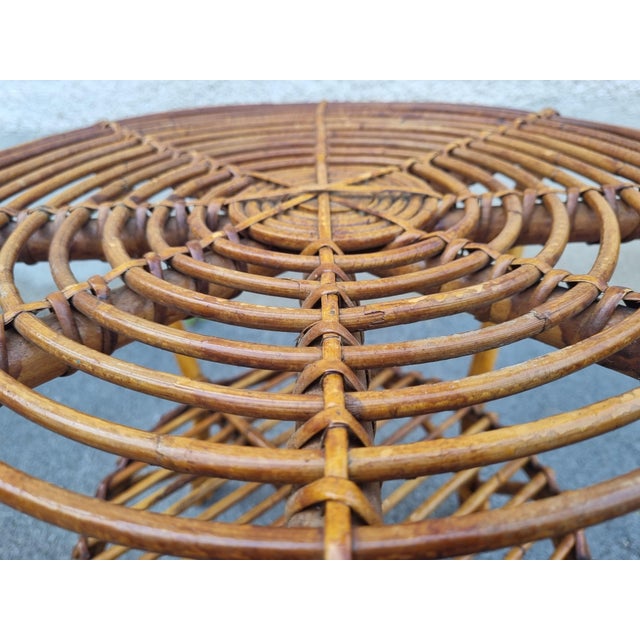 Mid-Century Modern Round Coffee Table in Rattan and Bamboo, Italy, 1960s For Sale - Image 6 of 11