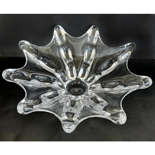 Modern French Art Vannes Blown Glass Crystal Decorative Bowl 1970s For Sale - Image 3 of 8