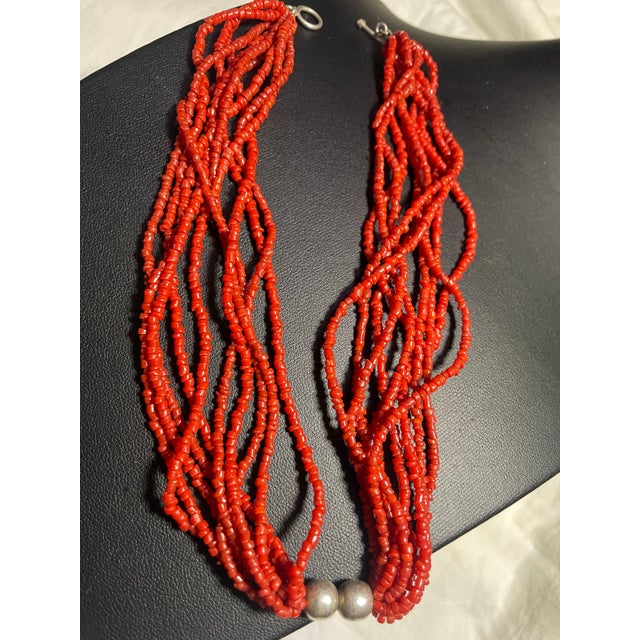 Vintage Mediterranean Seed Bead and Sterling Silver Beaded Accents For Sale - Image 4 of 5