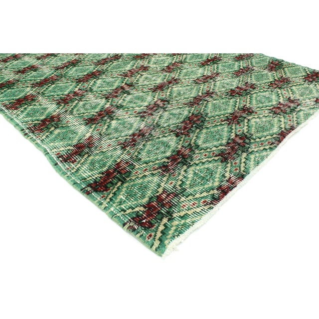 51911 Distressed Vintage Turkish Sivas Rug, 03'05 x 06'03. Step into a world of rustic elegance with this hand-knotted...