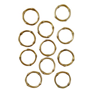 1970s Brass Bamboo Napkin Rings- Set of 11 For Sale