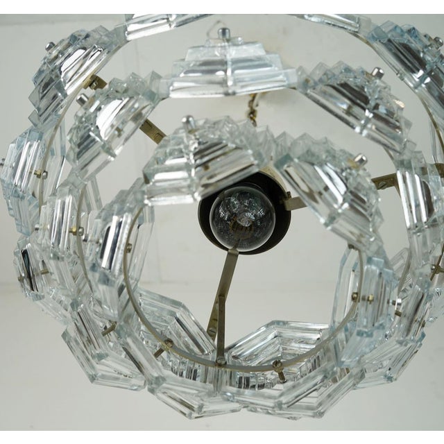 Gold Mid-Century Modern Pendant Light with 27 Hexagonal Glass Panels, 1960s For Sale - Image 8 of 13