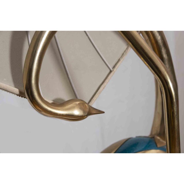 Vintage Flamingo Turquoise and Gold Lamp Lamp by Antonio Pavia, 1970s For Sale - Image 4 of 6