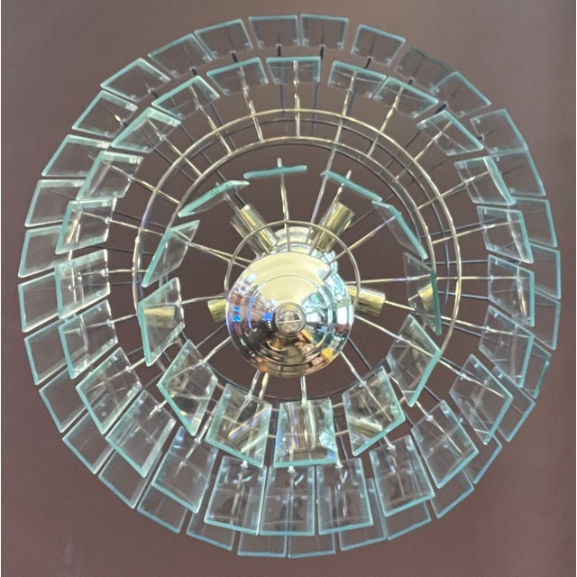 Mid-Century Modern 1960s Triple Tiered Glass Chandelier For Sale - Image 3 of 5