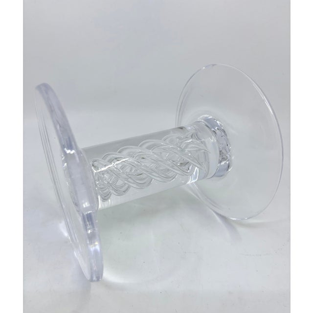 Contemporary Simon Pearce Signed Stratton Hand-Blown Pillar Air Twist Candle Holder For Sale - Image 3 of 9