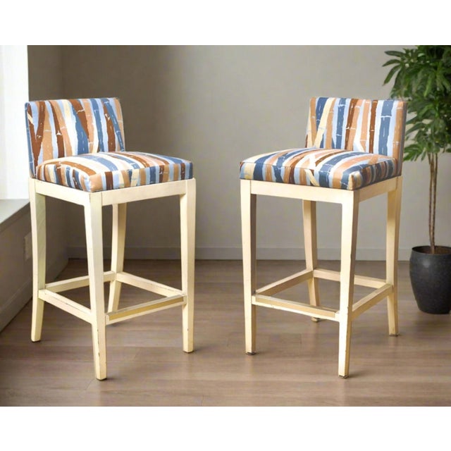 Wood Large 1970s Commercial Grade Unholstered Counter Stools | Pair For Sale - Image 7 of 7