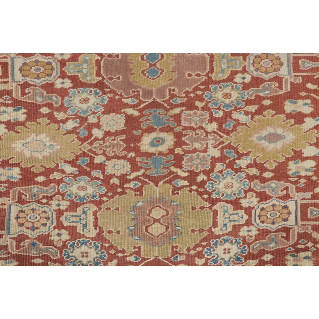 Traditional Antique Persian Sultanabad Rug in Rust Red With Floral Medallions - Rug & Kilim For Sale - Image 3 of 7