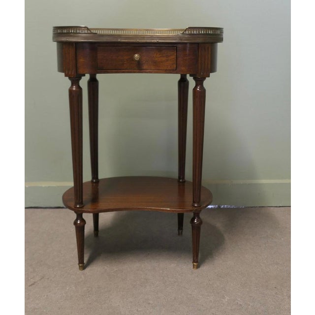 French 19th Century Side Table or Lamp Table This is a good quality French kidney shaped marble top table with a drawer...