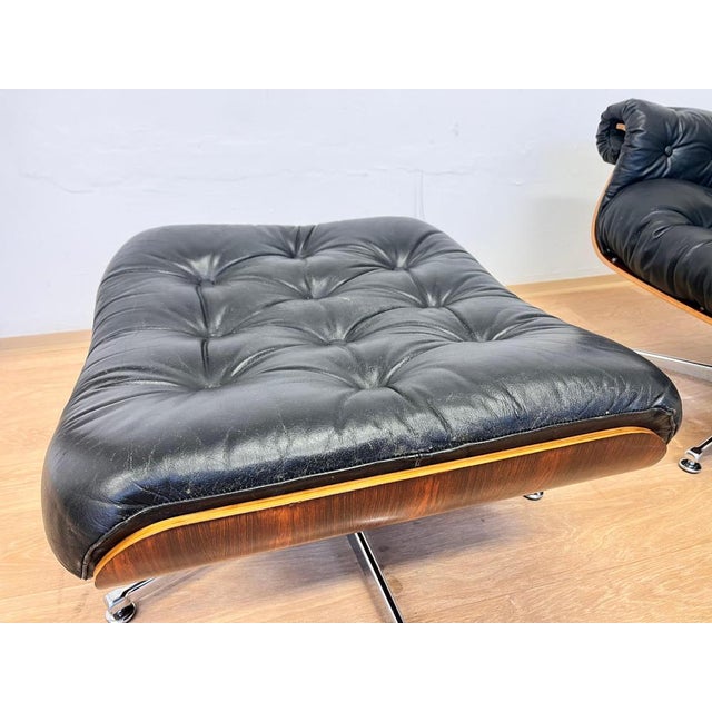 Rosewood and Bent Plywood Lounge Chair and Ottoman, 1960s, Set of 2 For Sale - Image 9 of 17
