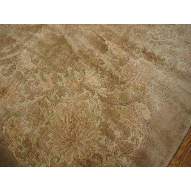 Art Deco Excellent Tan Taupe Color With Great Matelasse Pattern Design Antique Chinese Art Deco Rug For Sale - Image 3 of 8