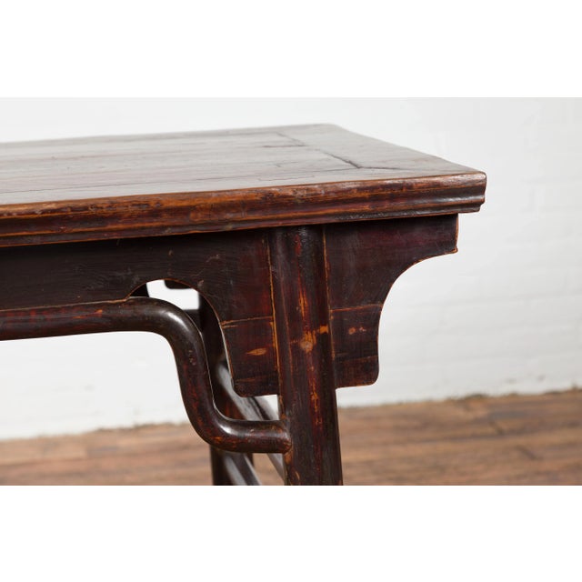 Chinese 19th Century Qing Dynasty Altar Console Table with Distressed Lacquer For Sale - Image 11 of 12