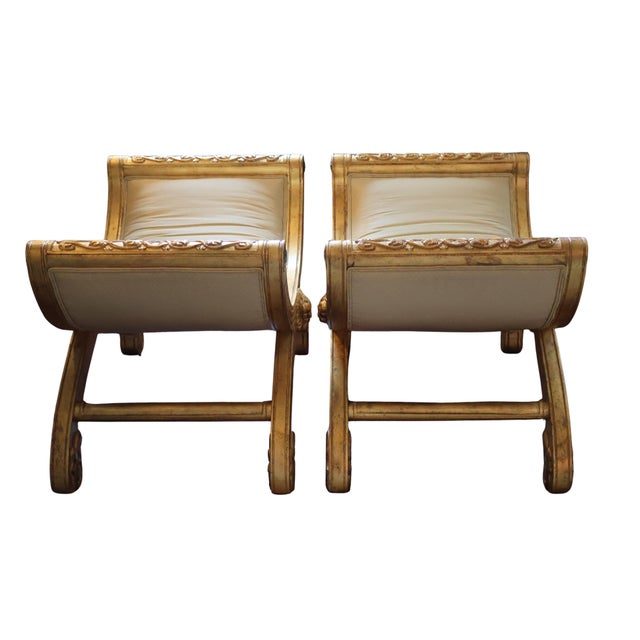 Henredon Custom Giltwood Lion-Mask Curule Benches - Pair For Sale - Image 9 of 18