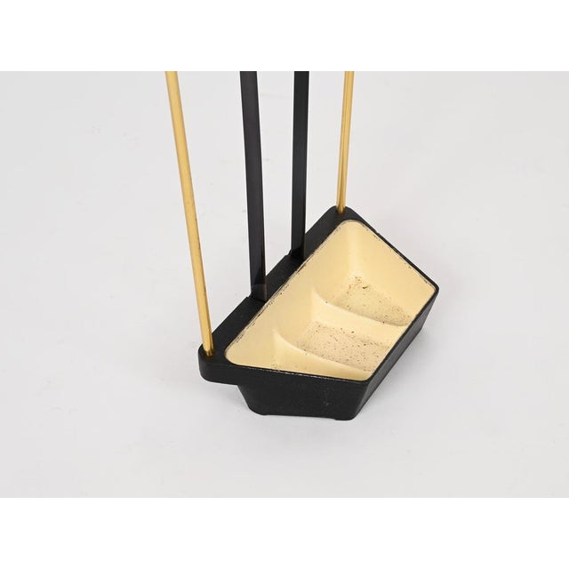 Vintage Brass and Enameled Metal Umbrella Stand by Gio Ponti, Italy, 1950s For Sale - Image 9 of 12
