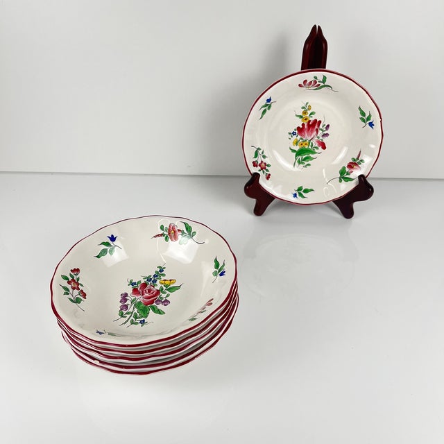 Streetlight Bowls with Tulip and Rose Pattern from KG Lunéville, 1980s, Set of 6 For Sale - Image 3 of 10