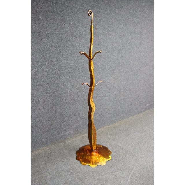 Mid-Century Sculptural Gilt Metal Coat Rack With Leaf-Form Base For Sale - Image 4 of 8