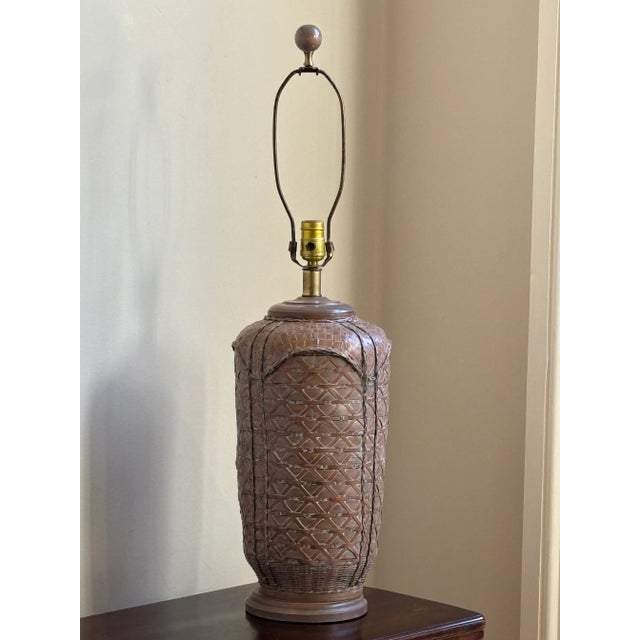 Wood 1970s Rattan Table Lamp For Sale - Image 7 of 12